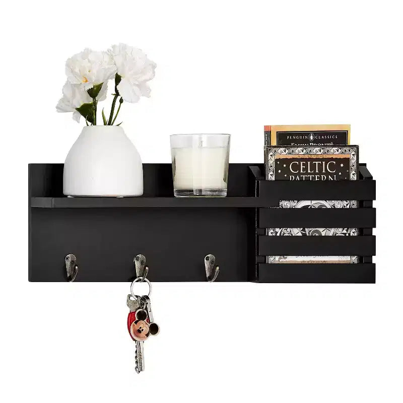 18" Utility Shelf with Pocket and Hanging Hooks
