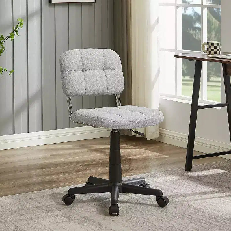 Modern Armless Home Office Chair, 360° Rolling Swivel, Height Adjustable
