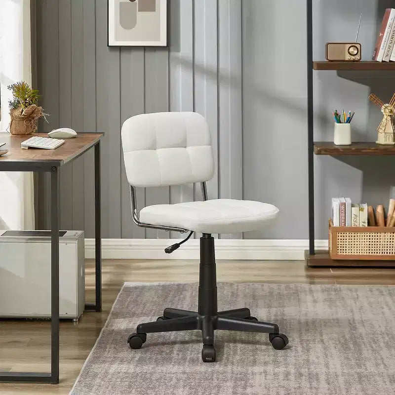 Modern Armless Home Office Chair, 360° Rolling Swivel, Height Adjustable