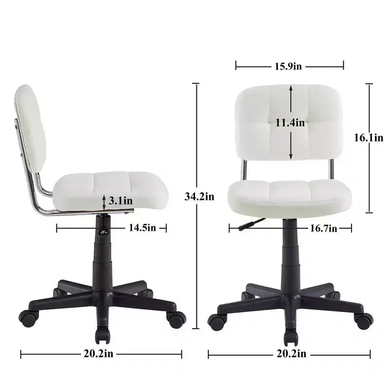 Modern Armless Home Office Chair, 360° Rolling Swivel, Height Adjustable