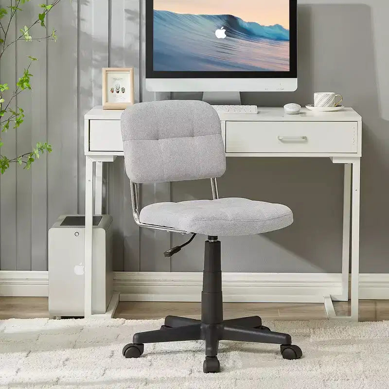 Modern Armless Home Office Chair, 360° Rolling Swivel, Height Adjustable