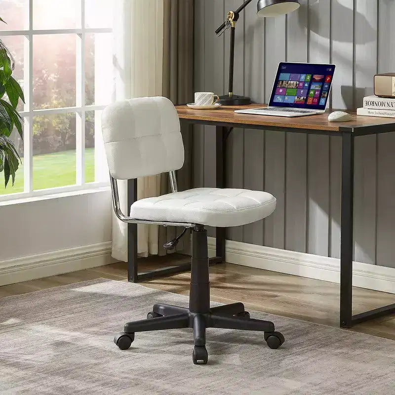 Modern Armless Home Office Chair, 360° Rolling Swivel, Height Adjustable