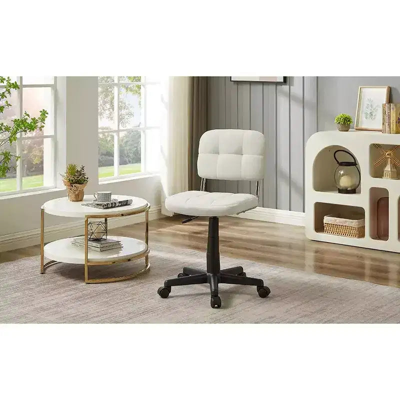 Modern Armless Home Office Chair, 360° Rolling Swivel, Height Adjustable
