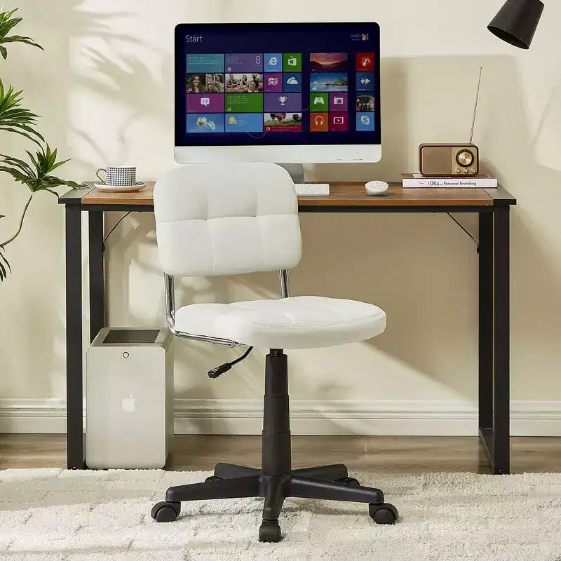 Modern Armless Home Office Chair, 360° Rolling Swivel, Height Adjustable