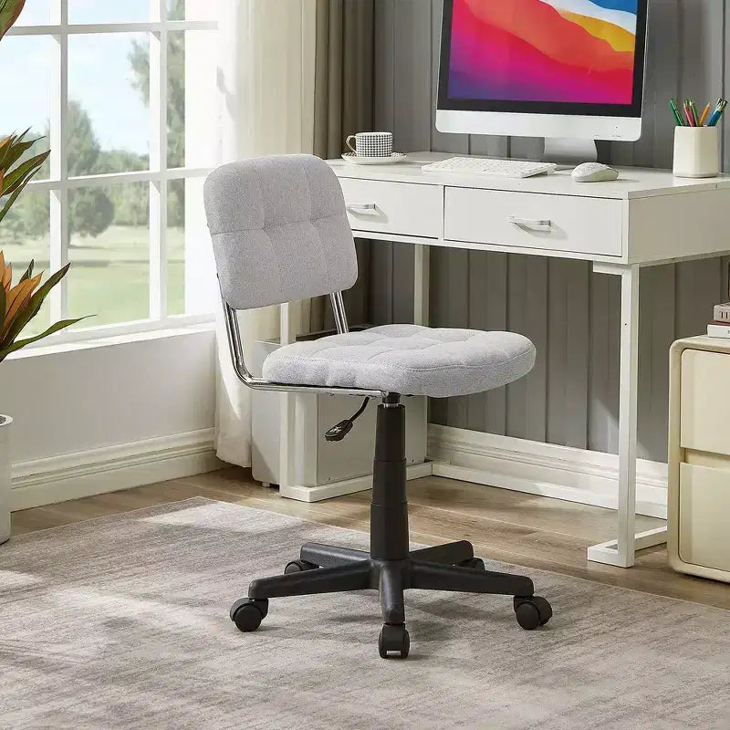 Modern Armless Home Office Chair, 360° Rolling Swivel, Height Adjustable