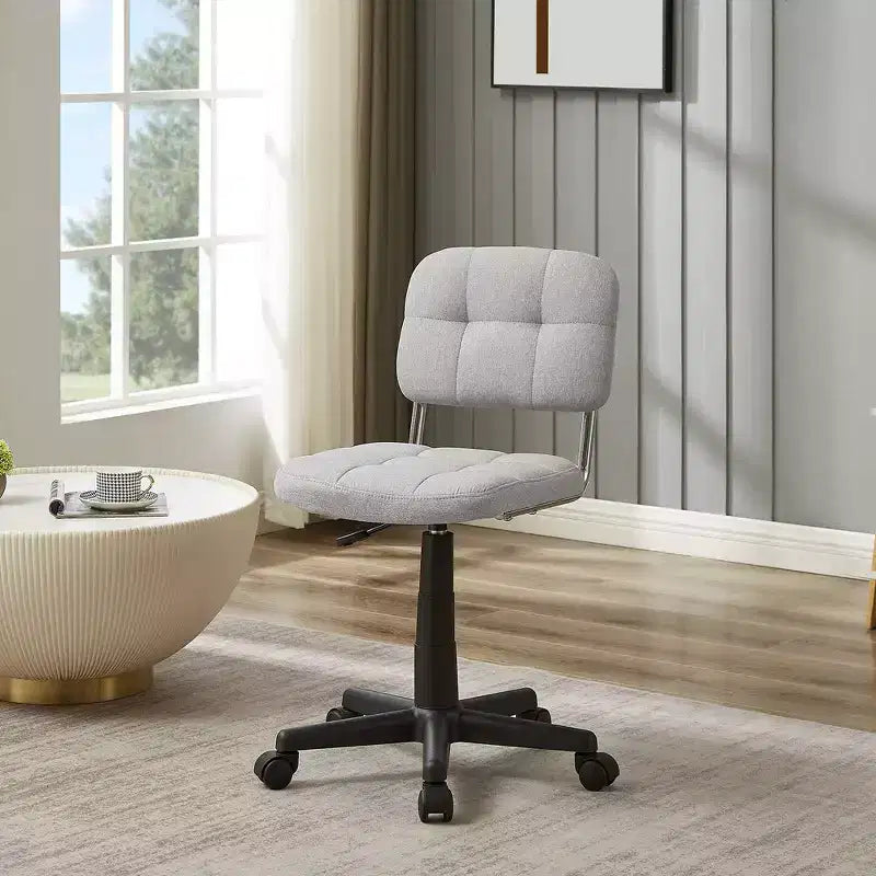Modern Armless Home Office Chair, 360° Rolling Swivel, Height Adjustable