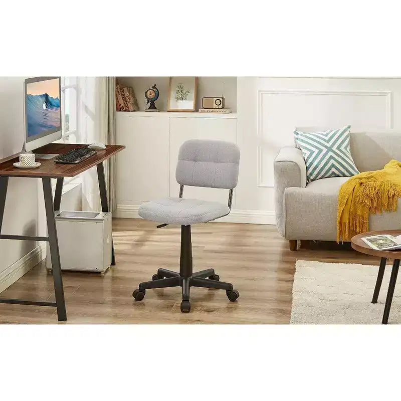 Modern Armless Home Office Chair, 360° Rolling Swivel, Height Adjustable