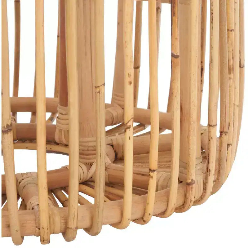 Round Rattan Accent Table, Coastal Style, 21.7" Diameter, Indoor Use