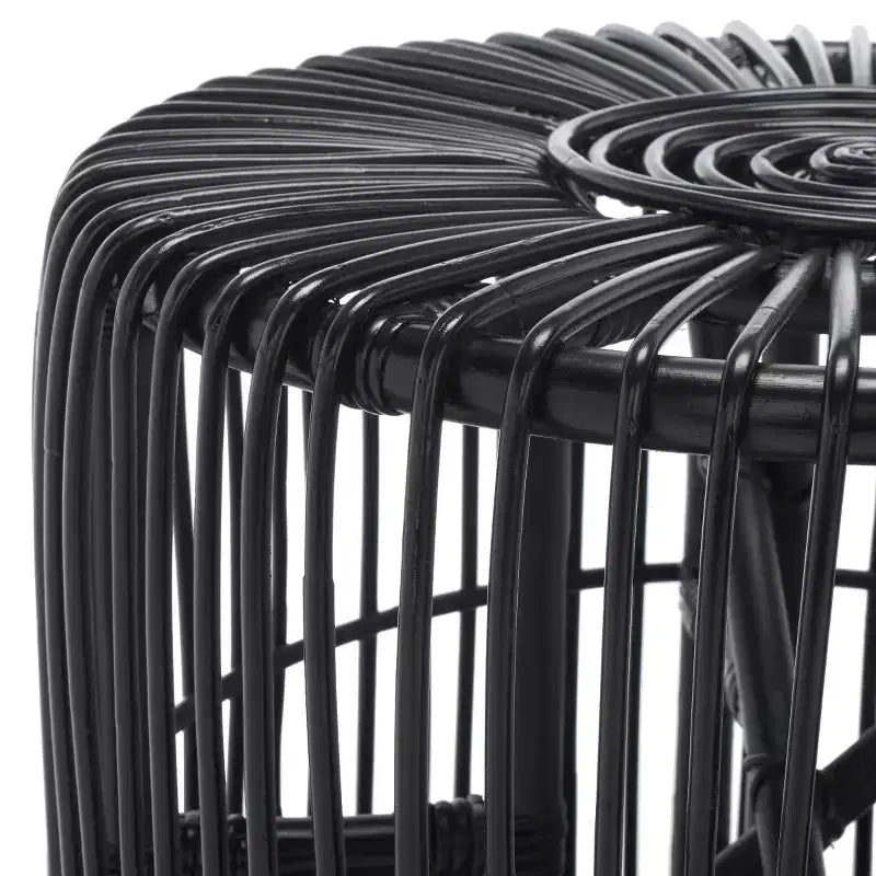 Round Rattan Accent Table, Coastal Style, 21.7" Diameter, Indoor Use