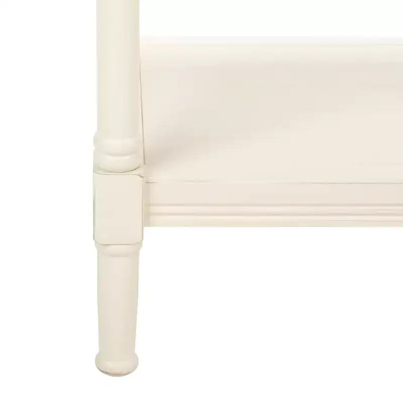 Distressed White Pine Console Table with Open Shelf, British Colonial Style