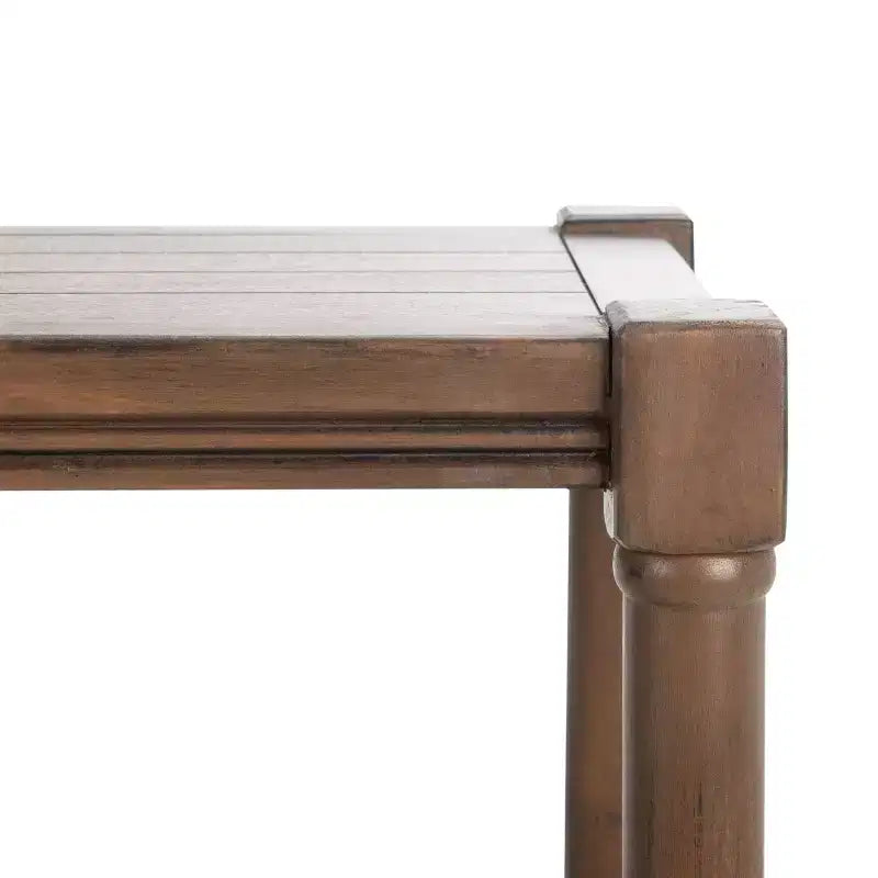 Distressed White Pine Console Table with Open Shelf, British Colonial Style